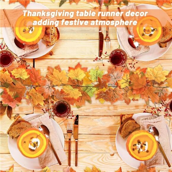 Fall Garland Set of 2 Autumn Leaf Garland 11FT Thanksgiving Decor Indoor Outdoor - Picture 5 of 7